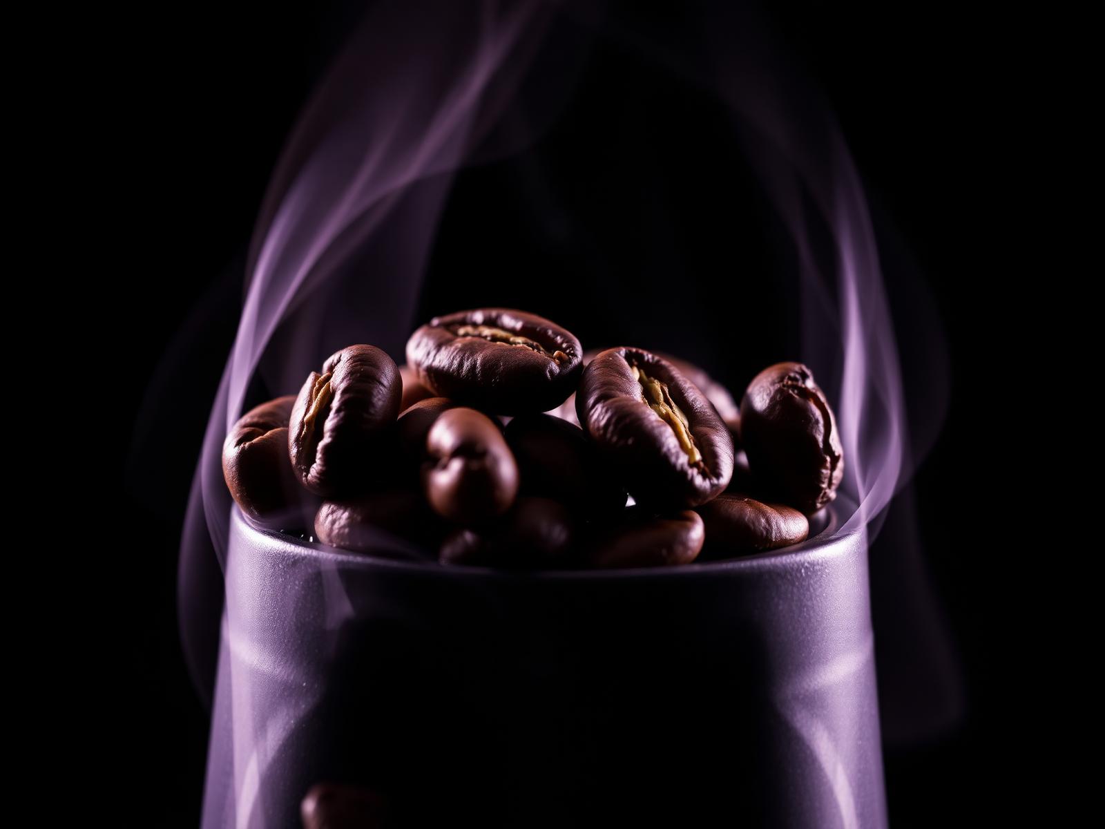 Steaming coffee beans